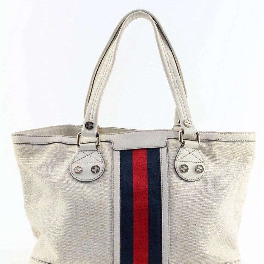 Gucci Navy Web Ivory Tote 2GK0104K